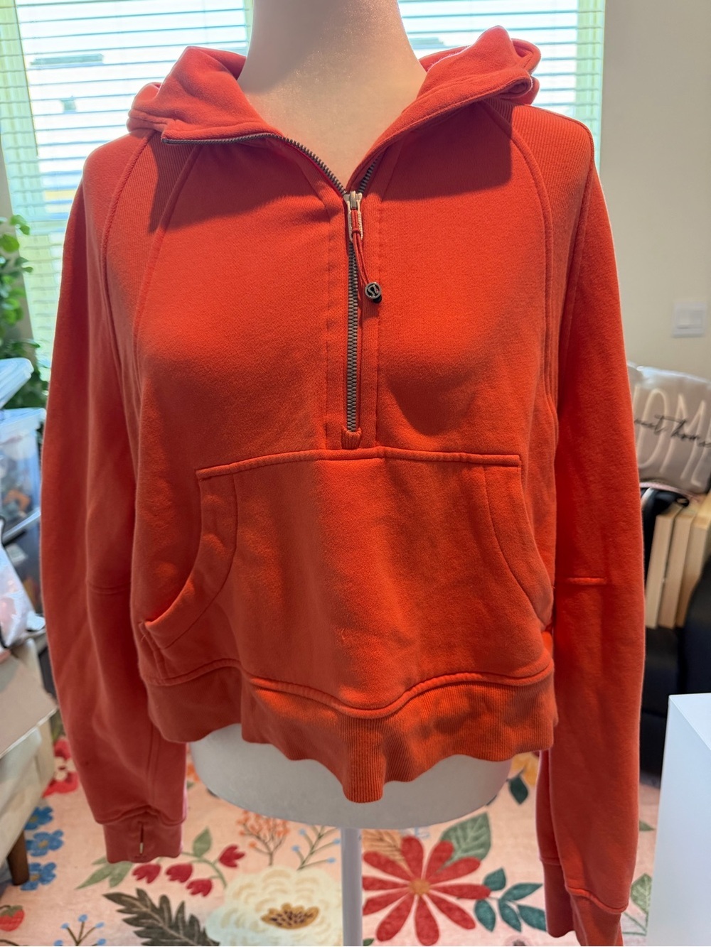 lululemon athletica Orange Half-Zip Hooded Sweatshirt